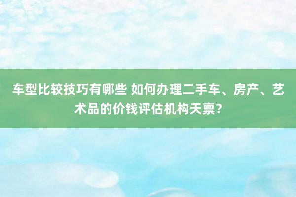 车型比较技巧有哪些 如何办理二手车、房产、艺术品的价钱评估机构天禀？