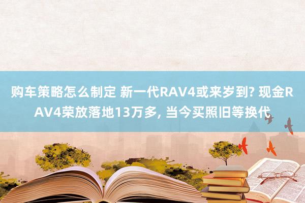 购车策略怎么制定 新一代RAV4或来岁到? 现金RAV4荣放落地13万多, 当今买照旧等换代