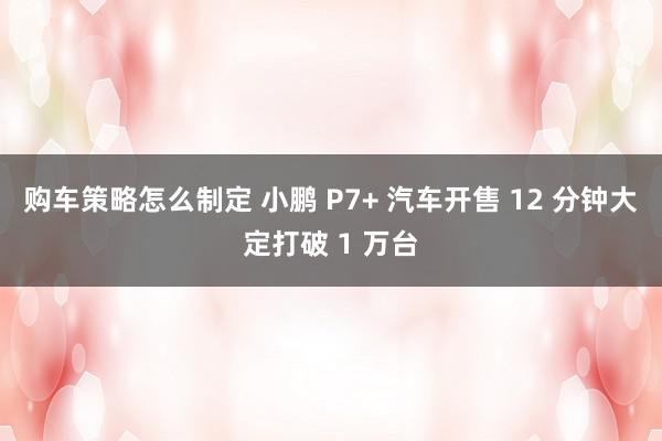 购车策略怎么制定 小鹏 P7+ 汽车开售 12 分钟大定打破 1 万台