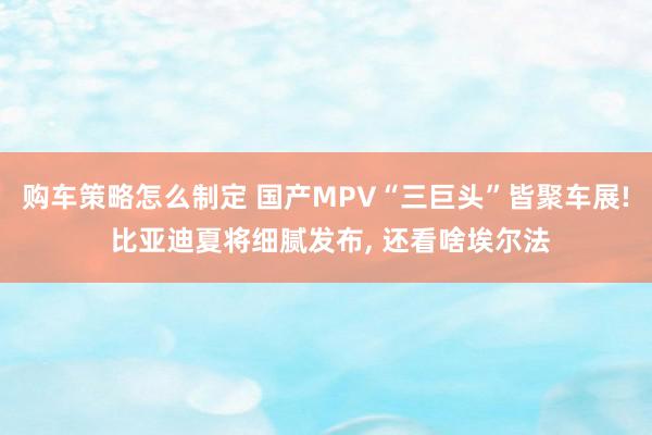 购车策略怎么制定 国产MPV“三巨头”皆聚车展! 比亚迪夏将细腻发布, 还看啥埃尔法