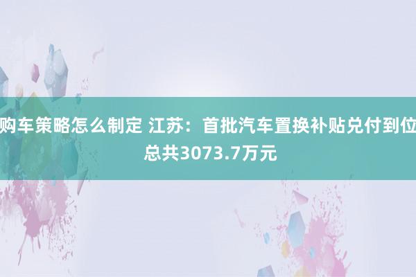 购车策略怎么制定 江苏：首批汽车置换补贴兑付到位 总共3073.7万元