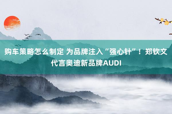 购车策略怎么制定 为品牌注入“强心针”！郑钦文代言奥迪新品牌AUDI