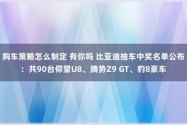 购车策略怎么制定 有你吗 比亚迪抽车中奖名单公布：共90台仰望U8、腾势Z9 GT、豹8豪车