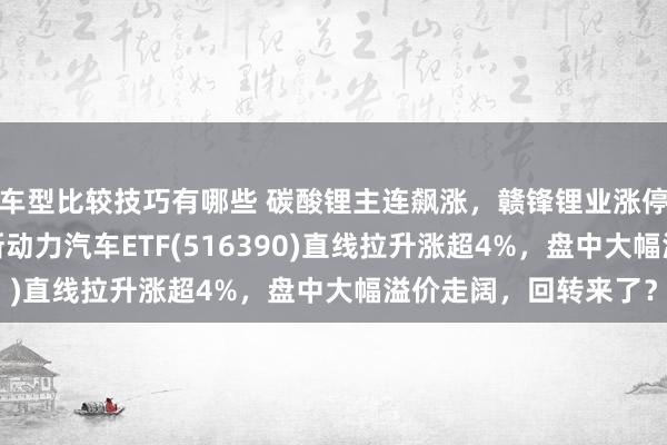 车型比较技巧有哪些 碳酸锂主连飙涨，赣锋锂业涨停、宁德期间涨3%，新动力汽车ETF(516390)直线拉升涨超4%，盘中大幅溢价走阔，回转来了？