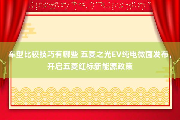 车型比较技巧有哪些 五菱之光EV纯电微面发布，开启五菱红标新能源政策