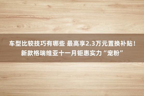 车型比较技巧有哪些 最高享2.3万元置换补贴！新款格瑞维亚十一月钜惠实力“宠粉”