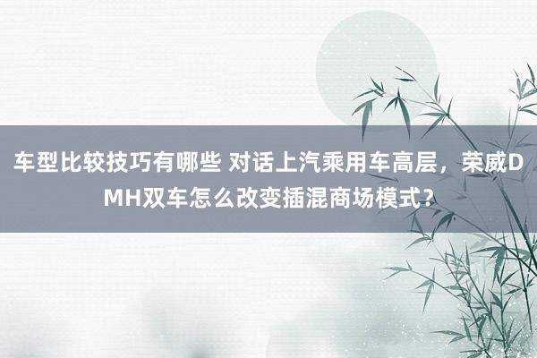 车型比较技巧有哪些 对话上汽乘用车高层，荣威DMH双车怎么改变插混商场模式？