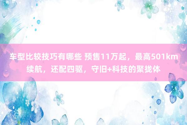 车型比较技巧有哪些 预售11万起，最高501km续航，还配四驱，守旧+科技的聚拢体