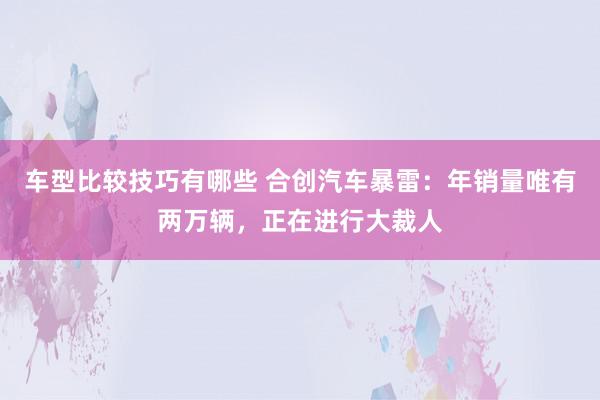 车型比较技巧有哪些 合创汽车暴雷：年销量唯有两万辆，正在进行大裁人