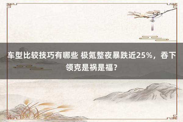 车型比较技巧有哪些 极氪整夜暴跌近25%，吞下领克是祸是福？