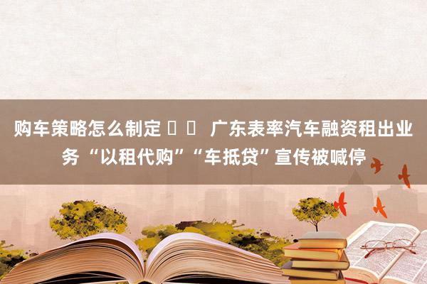 购车策略怎么制定 		 广东表率汽车融资租出业务 “以租代购”“车抵贷”宣传被喊停