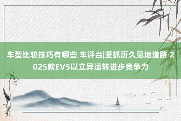 车型比较技巧有哪些 车评台|坚抓历久见地道路 2025款EV5以立异运转进步竞争力