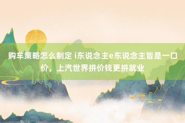 购车策略怎么制定 i东说念主e东说念主皆是一口价，上汽世界拼价钱更拼就业