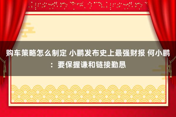 购车策略怎么制定 小鹏发布史上最强财报 何小鹏：要保握谦和链接勤恳