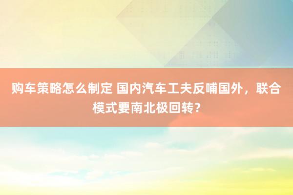 购车策略怎么制定 国内汽车工夫反哺国外，联合模式要南北极回转？