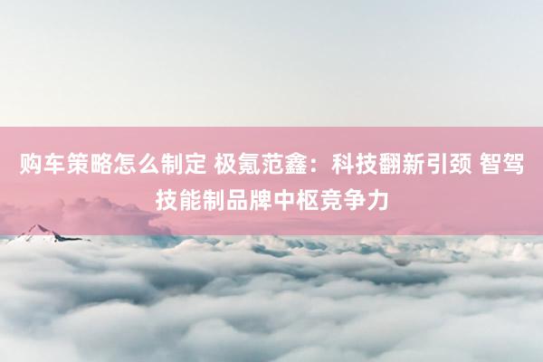 购车策略怎么制定 极氪范鑫：科技翻新引颈 智驾技能制品牌中枢竞争力