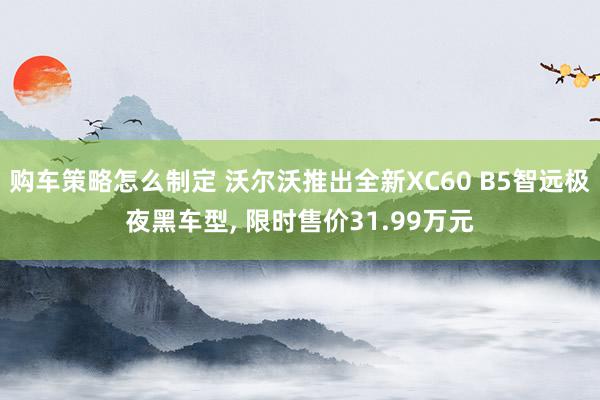 购车策略怎么制定 沃尔沃推出全新XC60 B5智远极夜黑车型, 限时售价31.99万元