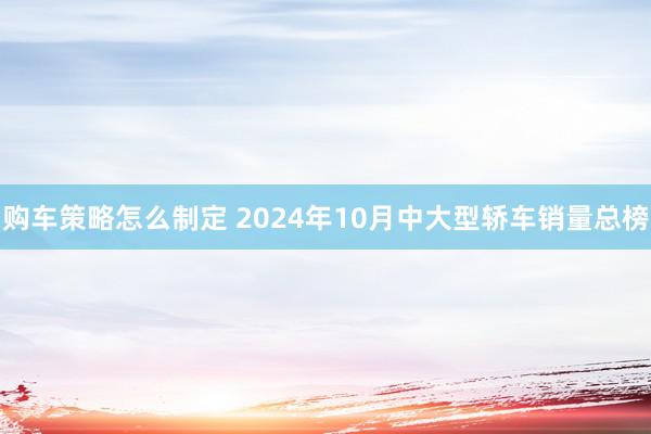 购车策略怎么制定 2024年10月中大型轿车销量总榜