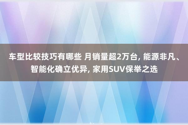 车型比较技巧有哪些 月销量超2万台, 能源非凡、智能化确立优异, 家用SUV保举之选