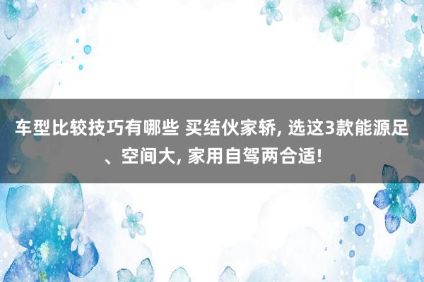 车型比较技巧有哪些 买结伙家轿, 选这3款能源足、空间大, 家用自驾两合适!