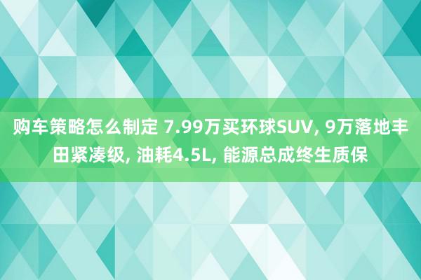 购车策略怎么制定 7.99万买环球SUV, 9万落地丰田紧凑级, 油耗4.5L, 能源总成终生质保