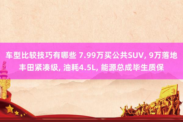 车型比较技巧有哪些 7.99万买公共SUV, 9万落地丰田紧凑级, 油耗4.5L, 能源总成毕生质保