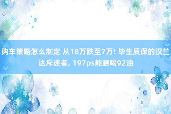 购车策略怎么制定 从18万跌至7万! 毕生质保的汉兰达斥逐者, 197ps能源喝92油