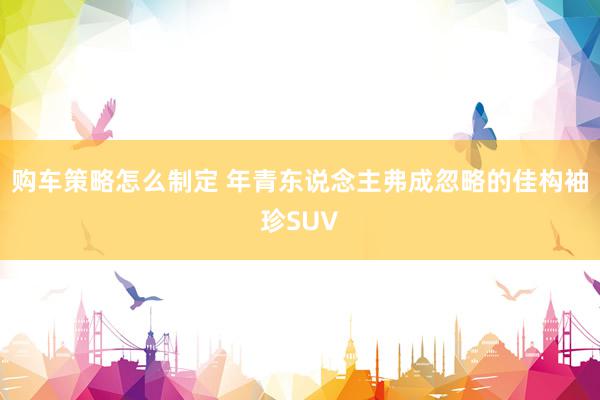 购车策略怎么制定 年青东说念主弗成忽略的佳构袖珍SUV