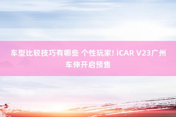 车型比较技巧有哪些 个性玩家! iCAR V23广州车伸开启预售