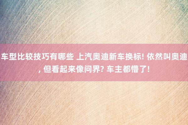 车型比较技巧有哪些 上汽奥迪新车换标! 依然叫奥迪, 但看起来像问界? 车主都懵了!