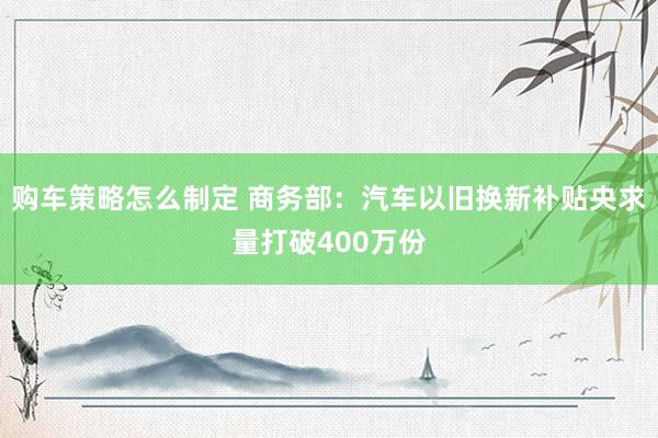 购车策略怎么制定 商务部：汽车以旧换新补贴央求量打破400万份