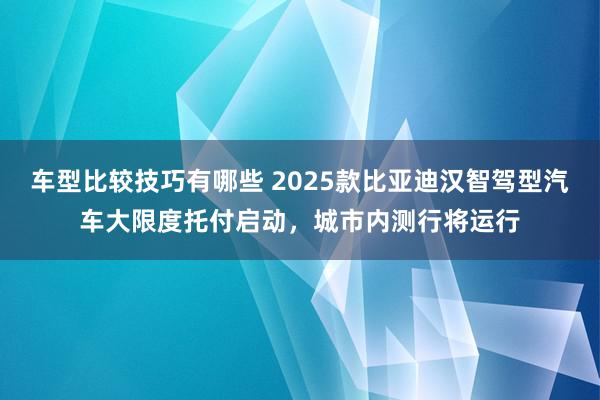 车型比较技巧有哪些 2025款比亚迪汉智驾型汽车大限度托付启动，城市内测行将运行