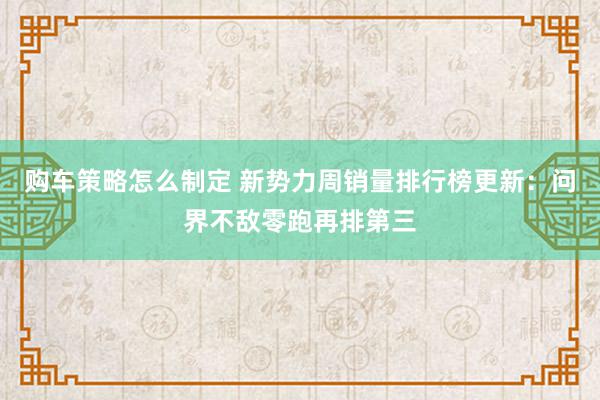 购车策略怎么制定 新势力周销量排行榜更新：问界不敌零跑再排第三