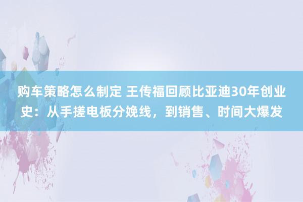 购车策略怎么制定 王传福回顾比亚迪30年创业史：从手搓电板分娩线，到销售、时间大爆发