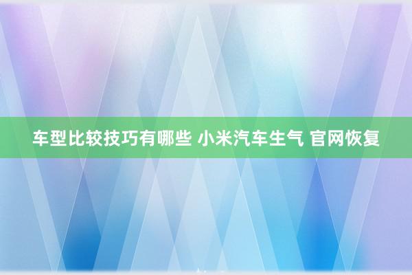 车型比较技巧有哪些 小米汽车生气 官网恢复