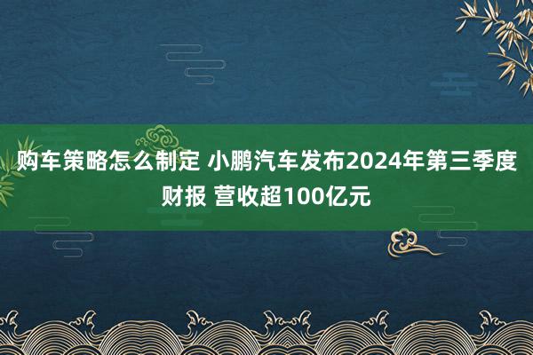 购车策略怎么制定 小鹏汽车发布2024年第三季度财报 营收超100亿元