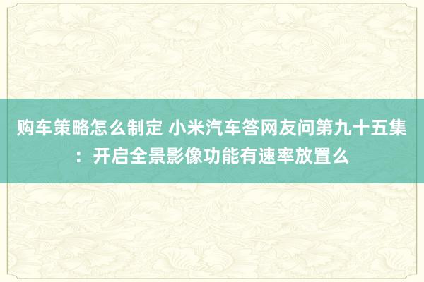 购车策略怎么制定 小米汽车答网友问第九十五集：开启全景影像功能有速率放置么