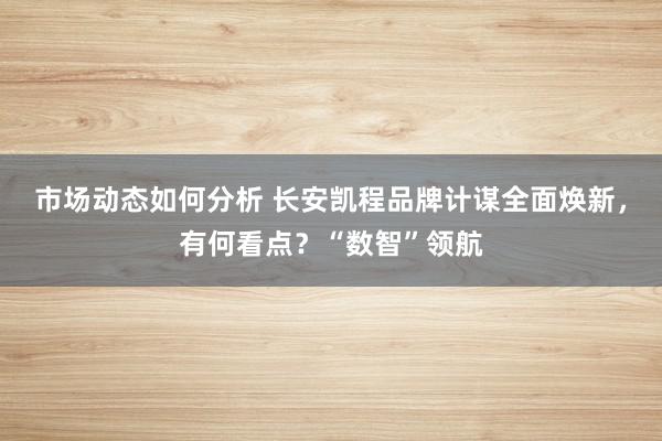 市场动态如何分析 长安凯程品牌计谋全面焕新，有何看点？“数智”领航