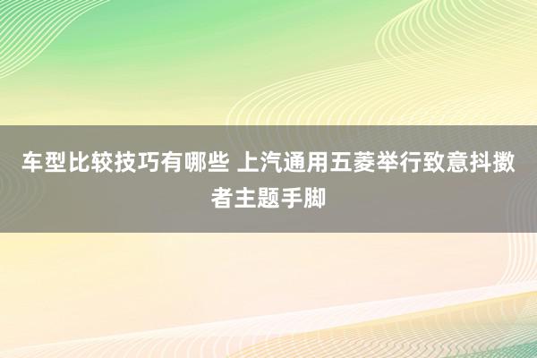 车型比较技巧有哪些 上汽通用五菱举行致意抖擞者主题手脚