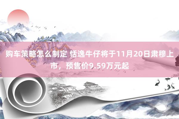 购车策略怎么制定 恬逸牛仔将于11月20日肃穆上市，预售价9.59万元起