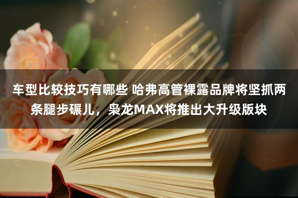 车型比较技巧有哪些 哈弗高管裸露品牌将坚抓两条腿步碾儿，枭龙MAX将推出大升级版块