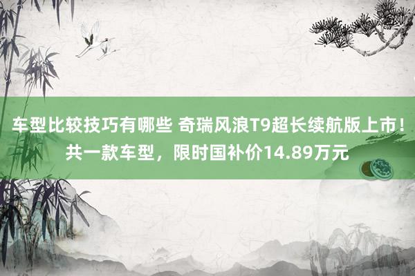 车型比较技巧有哪些 奇瑞风浪T9超长续航版上市！共一款车型，限时国补价14.89万元